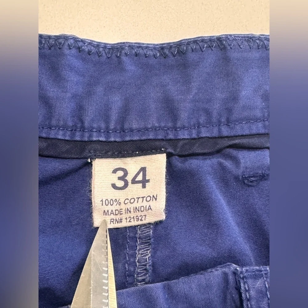Johnnie O Shorts Mens Size 34X10 Blue Chino Golf 100% Cotton Flat Front Classic